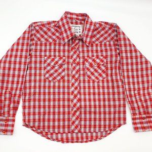 Krazy Kids Youth Red Plaid Long Sleeve Western Snap Down Shirt Medium